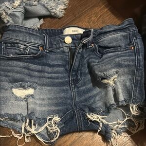 BKE Women's Blue Distressed Denim Shorts